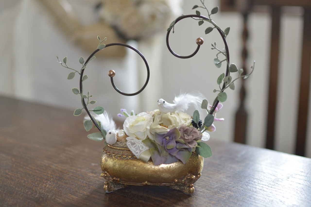 アンティークな雰囲気の手作りリングピロー