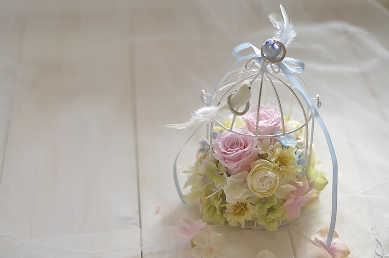 鳥かごのリングピロー・チェルシーホワイト