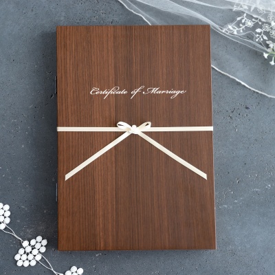 木製ブックの結婚証明書 ベロア・木製ブック