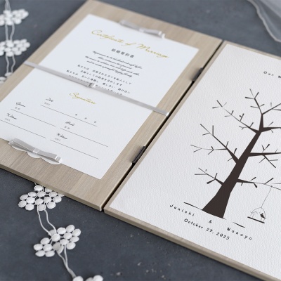 結婚証明書のウェディングツリー 木製ブック・クリア（結婚証明書＆ウェディングツリー）