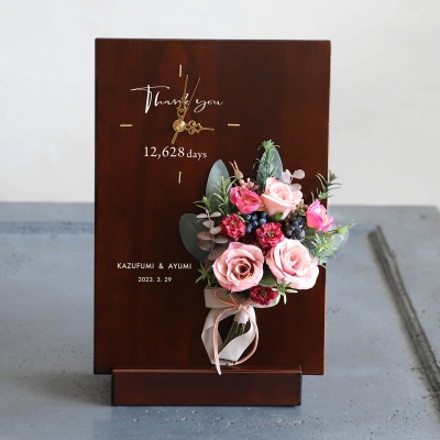 結婚式の両親プレゼントに人気の花時計 感謝状 フォトフレーム フィーノ