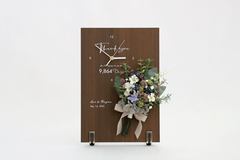 還暦 古希 喜寿に人気のミニブーケの花時計の正面イメージ
