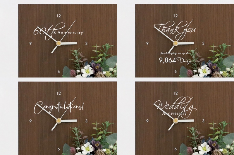 還暦 古希 喜寿 傘寿 米寿 卒寿の花時計の印字例イメージ
