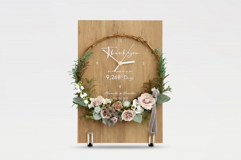 結婚式や退職の記念品に人気の花時計の正面イメージ