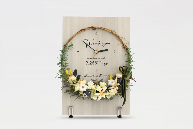 結婚式や創立周年記念品の花時計の正面イメージ