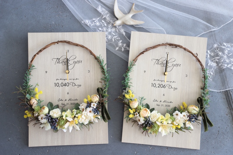 結婚式の記念品の花時計のカラーイメージ