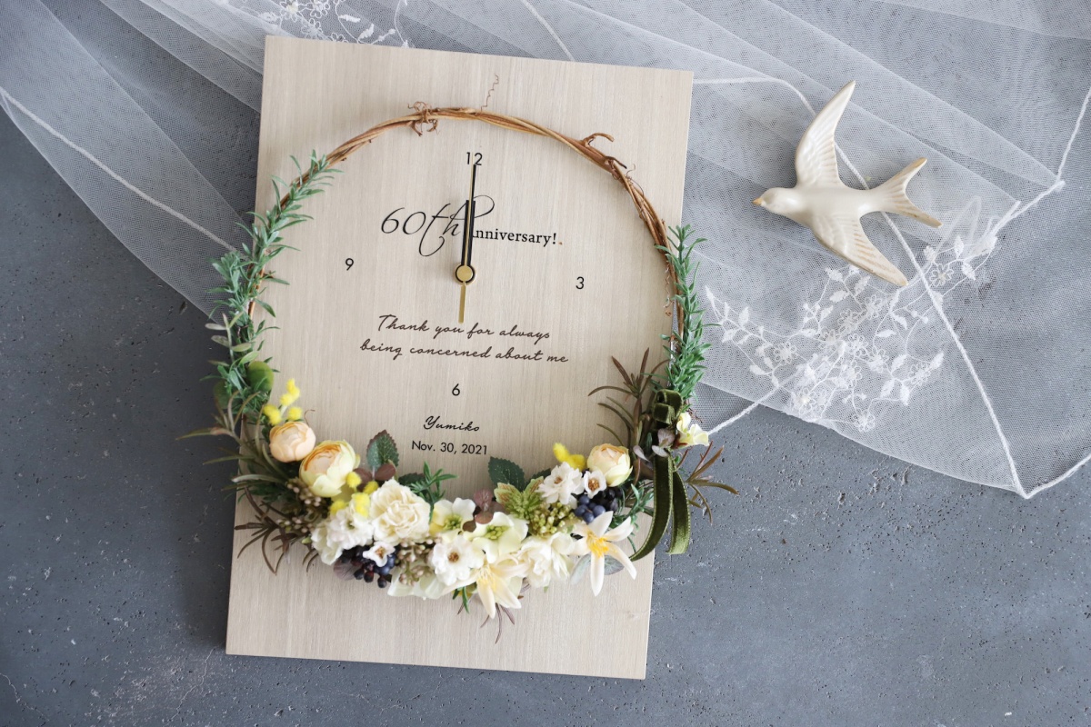 60周年記念品の花時計のカラーイメージ