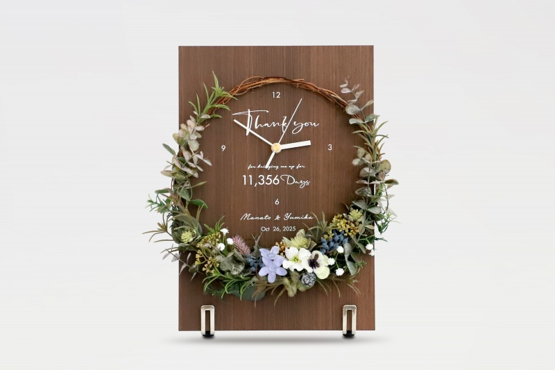 結婚祝いや結婚記念日に人気の花時計の正面イメージ