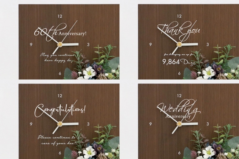 結婚記念日の花時計の印字イメージ