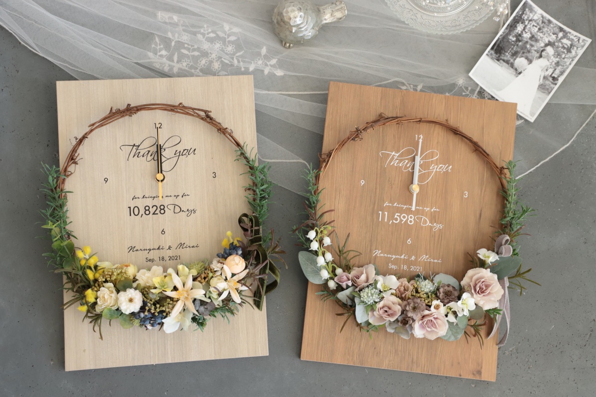 結婚祝いの花時計のカラー展開イメージ
