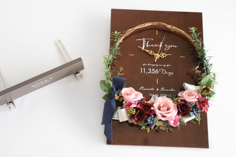 結婚式や古希喜寿祝いの花時計のお花イメージ