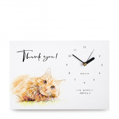 ご両親へのプレゼント ペットのイラスト時計 いつもありがとう！　日頃の感謝をこめて、パステル風のペット時計
